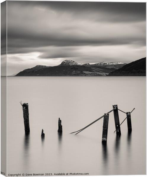 Six Posts in Loch Ness Canvas Print by Dave Bowman