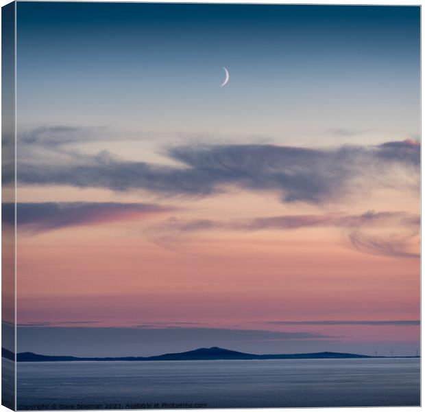 Crescent Moon Over North Uist Canvas Print by Dave Bowman