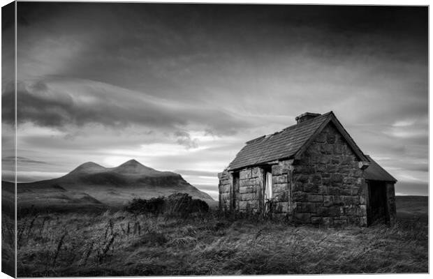 Elphin Bothy and Cul Mor Canvas Print by Dave Bowman