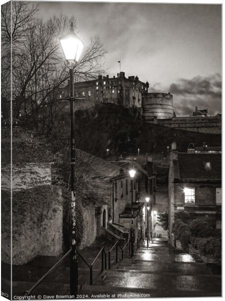 Edinburgh Castle from the Vennel Canvas Print by Dave Bowman