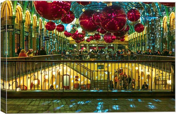 London Covent Garden - Christmas Decorations. Canvas Print by John Ly