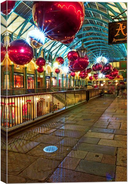 Christmas Lights & Decorations at Covent Garden Canvas Print by John Ly