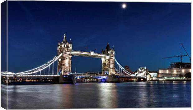 London Tower Bridge Under Moonlight Canvas Print by John Ly