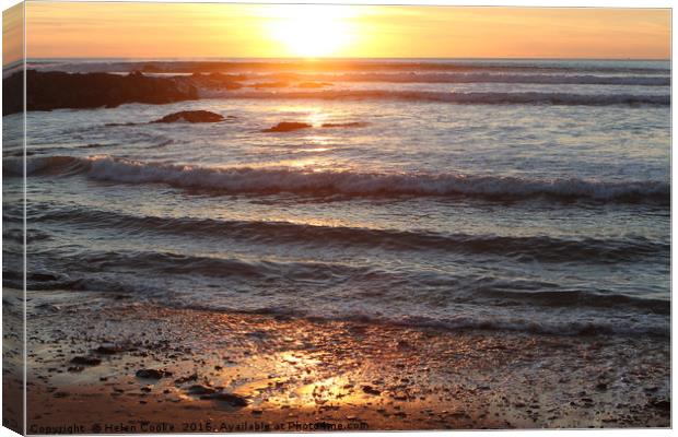 Sunset at Croyde Canvas Print by Helen Cooke