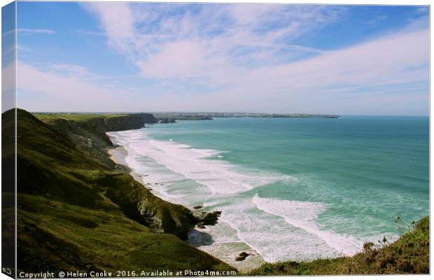 Watergate Bay/ Newquay Canvas Print by Helen Cooke