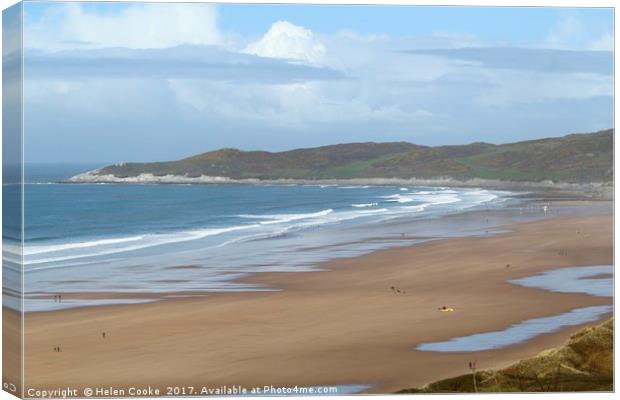 View over Woolacombe Canvas Print by Helen Cooke