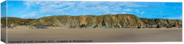 Panorama of the cliffs above Marloes Sands Canvas Print by Keith Douglas