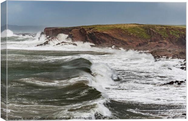 Waves in St Brides Haven Canvas Print by Keith Douglas