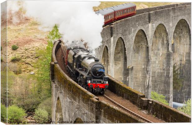The Jacobite Crosses the Glenfinnan Viaduct Canvas Print by Keith Douglas
