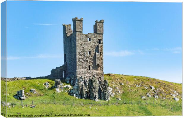 The Lilburn Tower, Dunstanburgh Castle Canvas Print by Keith Douglas