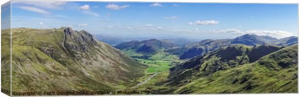 Langdale Valley Panorama (Lake District) Canvas Print by Keith Douglas