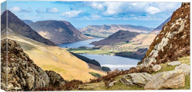 Buttermere and Crummock Water Canvas Print by Keith Douglas