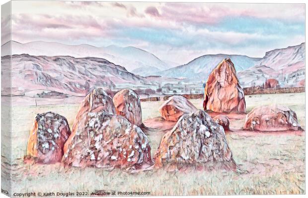 Castlerigg Stone Circle and the fells to the south Canvas Print by Keith Douglas