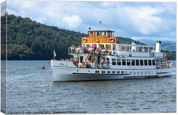 MV Teal on Windermere Canvas Print by Keith Douglas