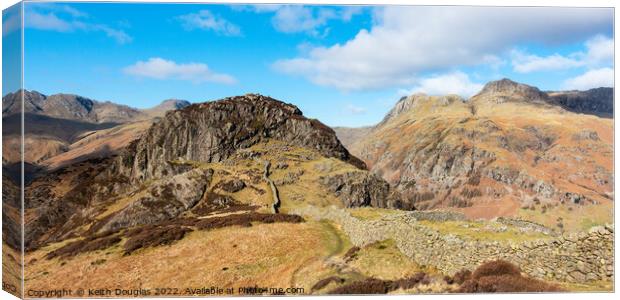 Side Pike and the Langdale Pikes Canvas Print by Keith Douglas