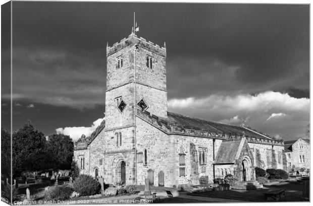 St Mary's Church, Kirkby Lonsdale (black and white Canvas Print by Keith Douglas