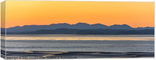 Morecambe Bay Sunset and the Lakeland Hills Canvas Print by Keith Douglas
