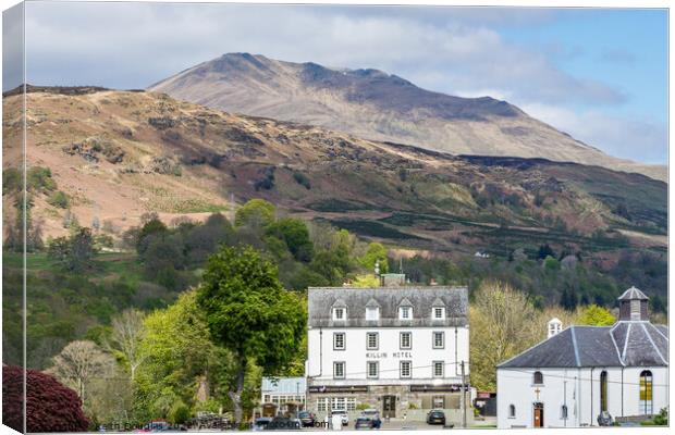 The Killin Hotel and Ben Lawers Canvas Print by Keith Douglas