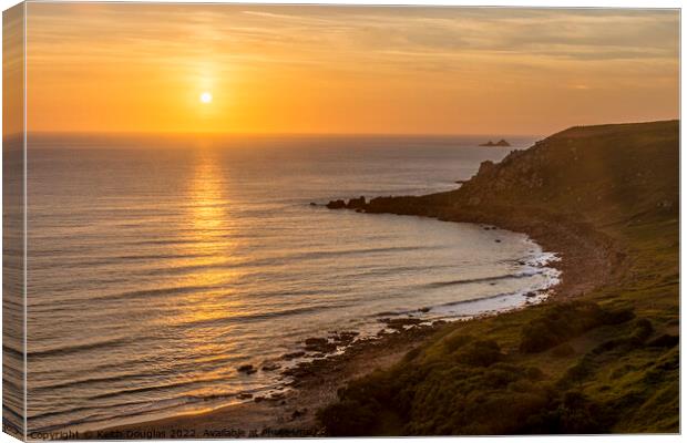 Sunset at Gwynver Beach Canvas Print by Keith Douglas