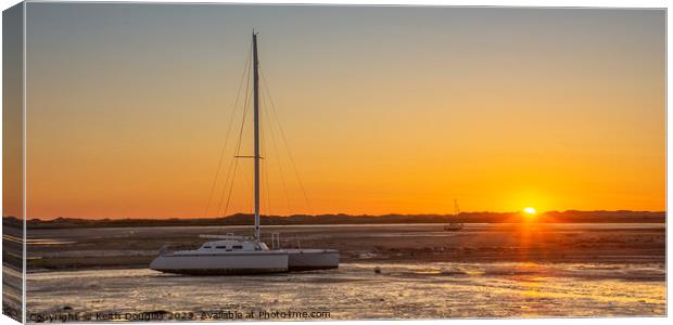 Boats moored at Ravenglass at Sunset Canvas Print by Keith Douglas