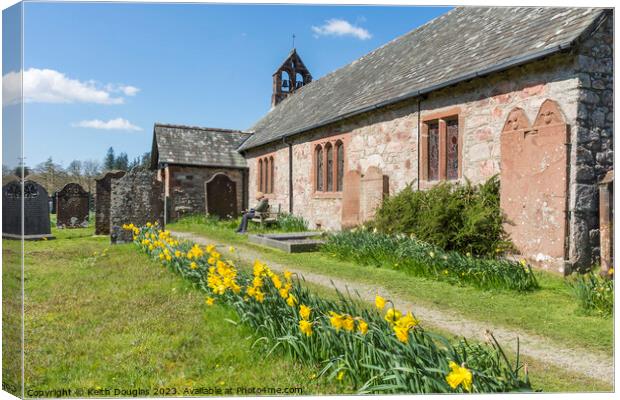 Daffodils at St Catherine's Church, Boot, Eskdale Canvas Print by Keith Douglas