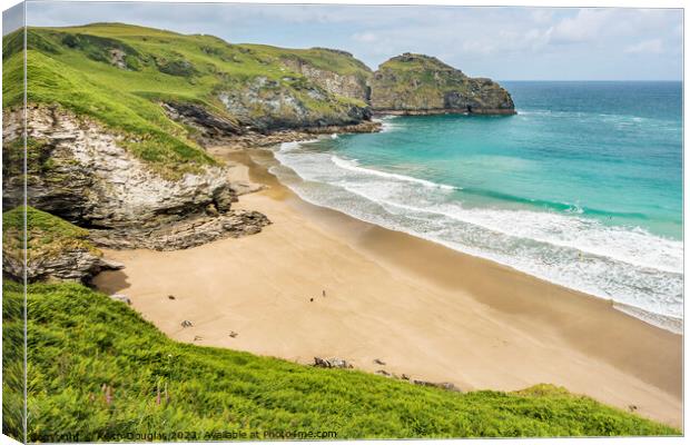 Bossiney Haven and Benoath Cove, North Cornwall Canvas Print by Keith Douglas