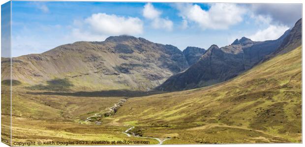 The Cuillin Ridge and the Fairy Pools, Skye Canvas Print by Keith Douglas
