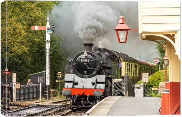 Steam Locomotive at Goathland Station Canvas Print by Keith Douglas