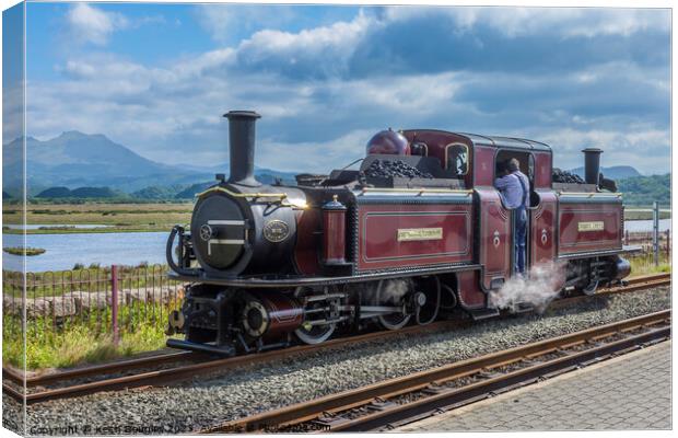 The steam engine, Merddin Emrys at Porthmadog Canvas Print by Keith Douglas