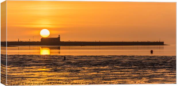 Sunset over the Morecambe Stone Jetty Canvas Print by Keith Douglas