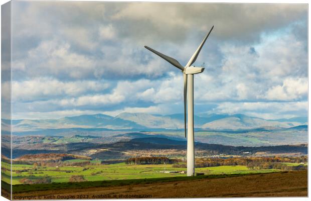 Wind Turbine on Caton Moor Canvas Print by Keith Douglas