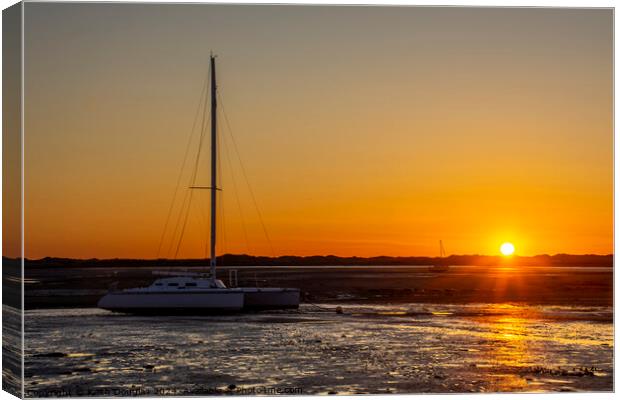 Boats moored at Ravenglass at Sunset Canvas Print by Keith Douglas