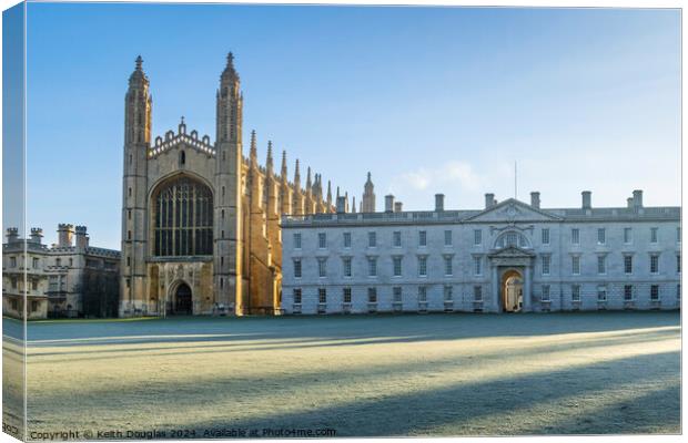 Kings College Cambridge in Winter Canvas Print by Keith Douglas