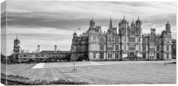 Burghley House, Stamford (BW) Canvas Print by Keith Douglas