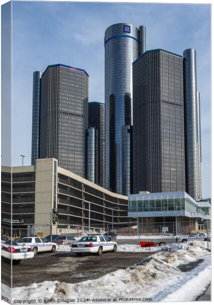 The GM Renaissance Centre, Detroit, USA Canvas Print by Keith Douglas