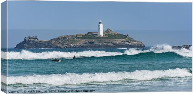 Godrevy Cove and Island, Cornwall Canvas Print by Keith Douglas