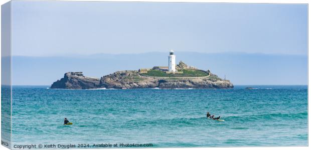 Godrevy Cove and Island, Cornwall Canvas Print by Keith Douglas