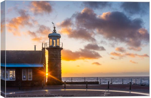 Morecambe Stone Jetty and Lighthouse at Sunset Canvas Print by Keith Douglas