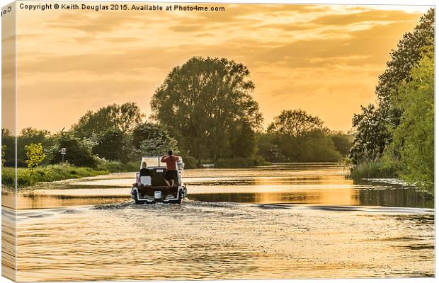 Evening cruise on the river Canvas Print by Keith Douglas