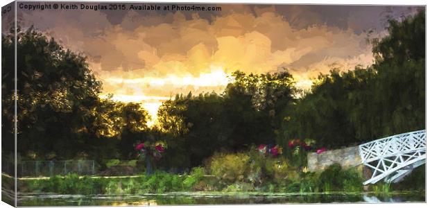  A glimpse of the bridge at sunset Canvas Print by Keith Douglas