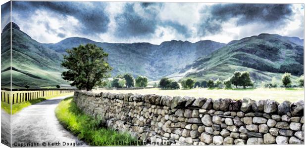 Langdale Valley and Crinkle Crags Canvas Print by Keith Douglas
