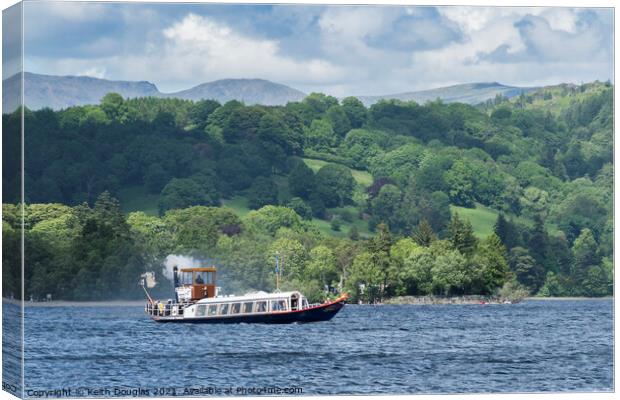 Steam Yacht Gondola on Coniston Canvas Print by Keith Douglas