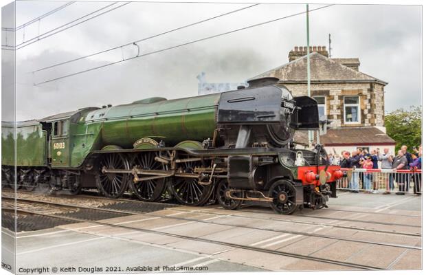 Flying Scotsman at Hest Bank Canvas Print by Keith Douglas