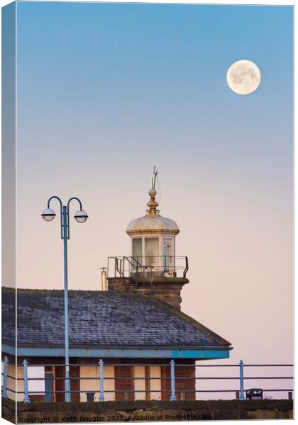 Moon setting over the Stone Jetty, Morecambe Canvas Print by Keith Douglas
