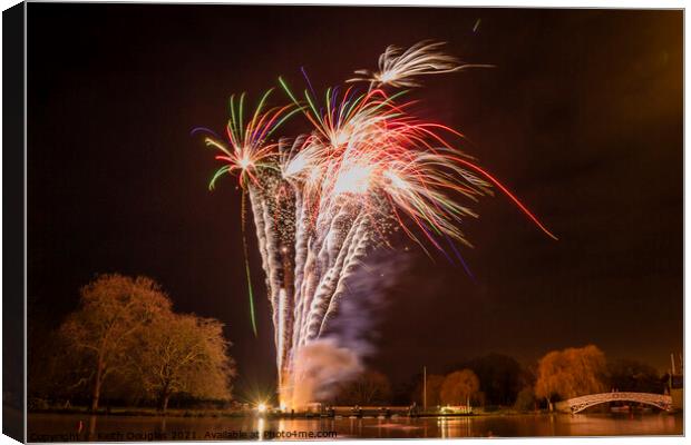 Fireworks at Godmanchester Canvas Print by Keith Douglas