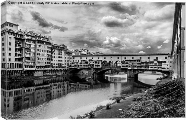 Bridge Ponte Vecchio b&w Canvas Print by Laco Hubaty