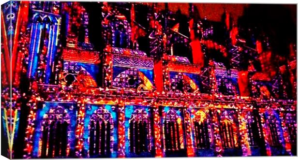 Light show at Strasbourg Cathedral  Canvas Print by Carmel Fiorentini