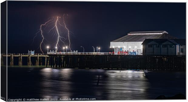  Lightning Strikes Clacton Pier  Canvas Print by matthew  mallett