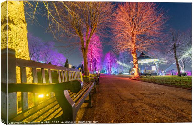 Colchester Castle Park Illuminated Canvas Print by matthew  mallett