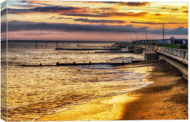 Sunset over Dovercourt Bay Beach Canvas Print by matthew  mallett